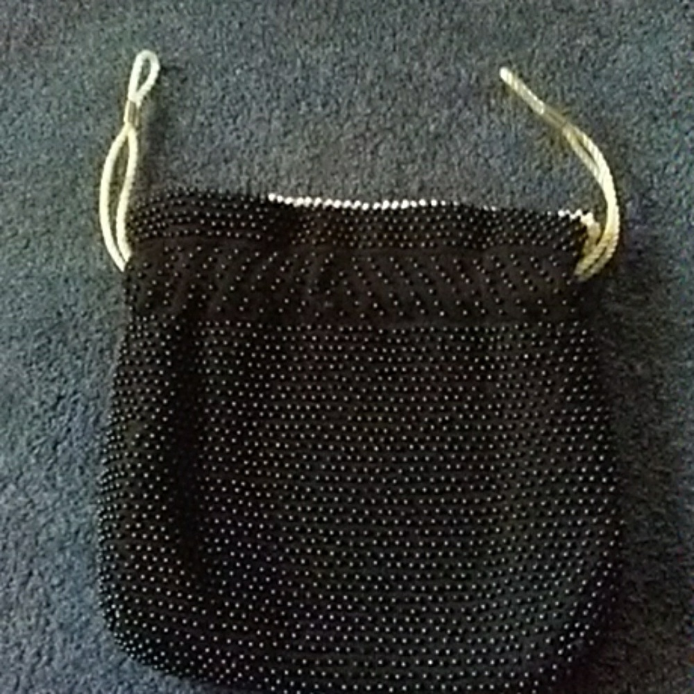 Vintage beaded reversible drawstring handbag